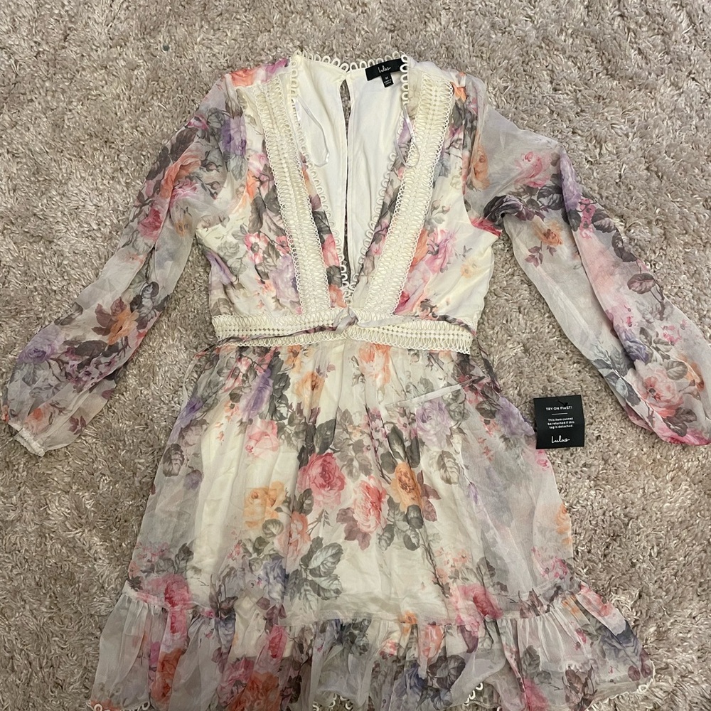 Lulu's Floral Lace Trim Dress